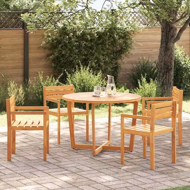 Berkfield Home 5 Piece Garden Dining Set in Brown Oiled Acacia Wood – 1