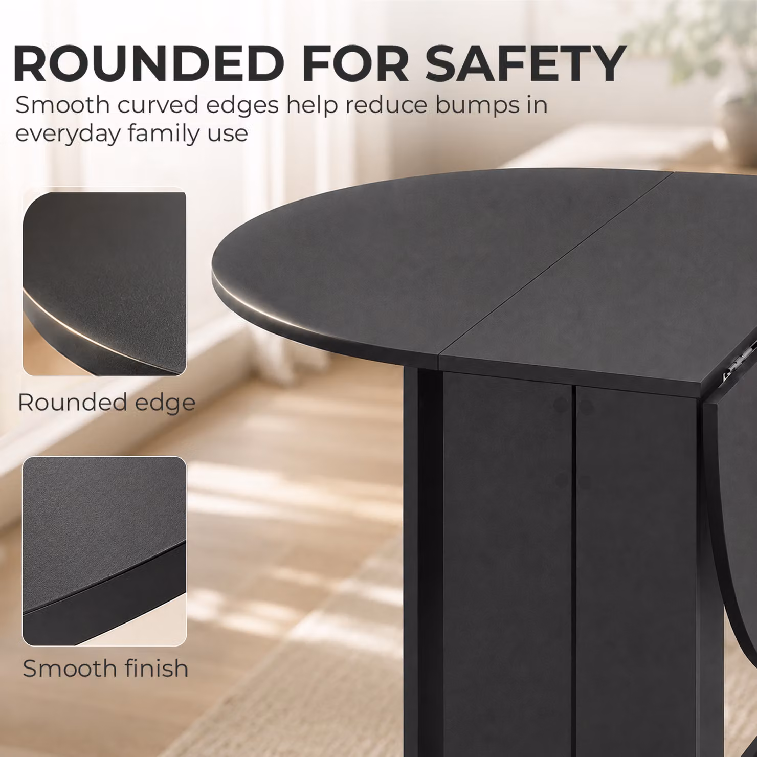 HOMCOM Black Drop-Leaf Folding Dining Table for Kitchen and Dining Rooms – 4