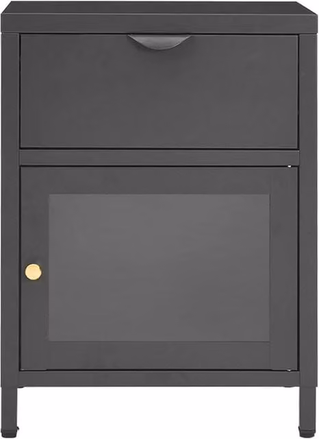 Berkfield Home Anthracite Nightstand in Steel and Glass, W/D/H: 40 x 30 x 54.5 cm – 1