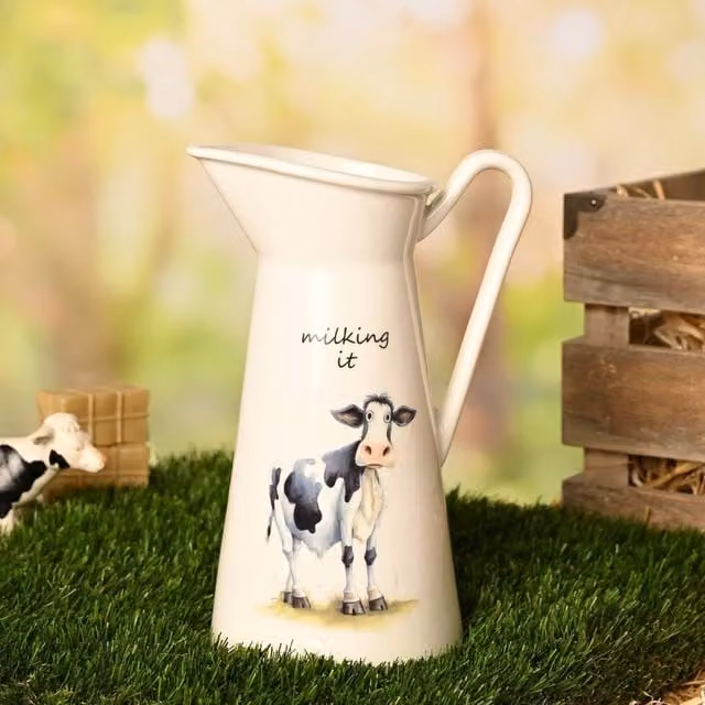 Funny Farm Milking It Multicolour and White Ceramic Tabletop Vase – 1