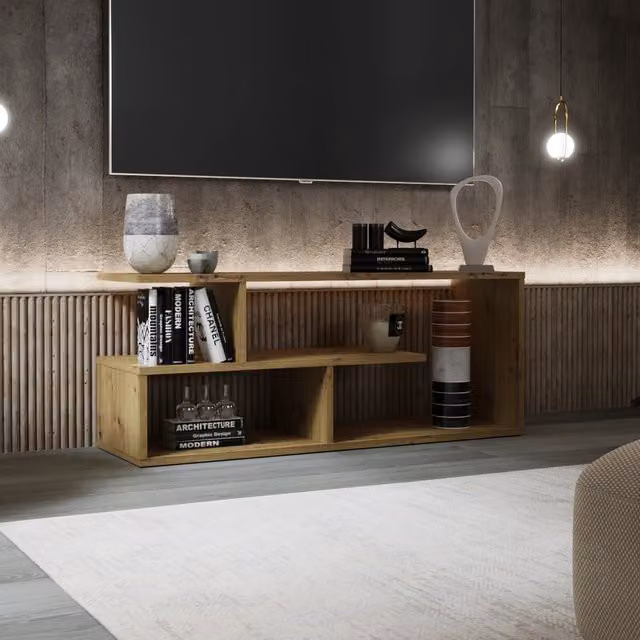 Shefa Line Eden 100 TV Shelving Unit in Oak Wood Brown