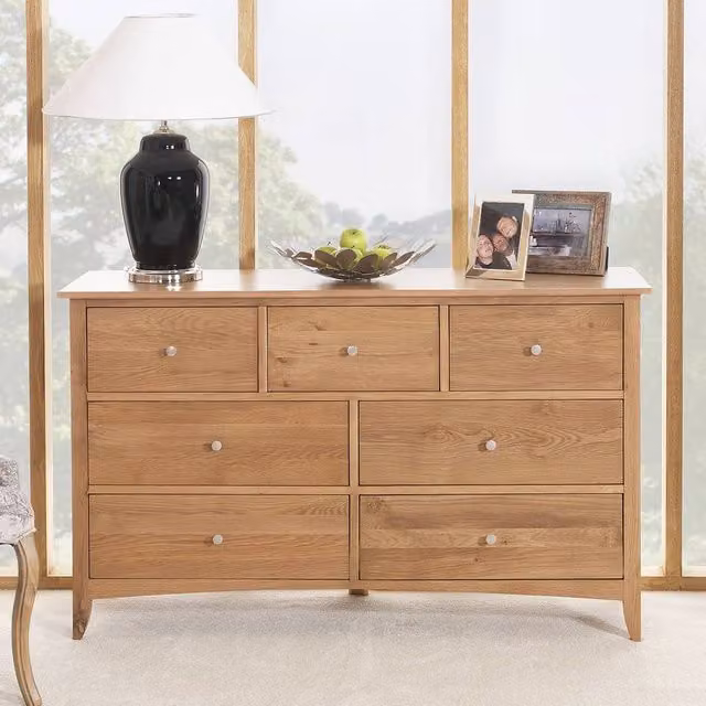 Statement Furniture Edward Hopper 7 Drawer Oak Chest of Drawers in Brown