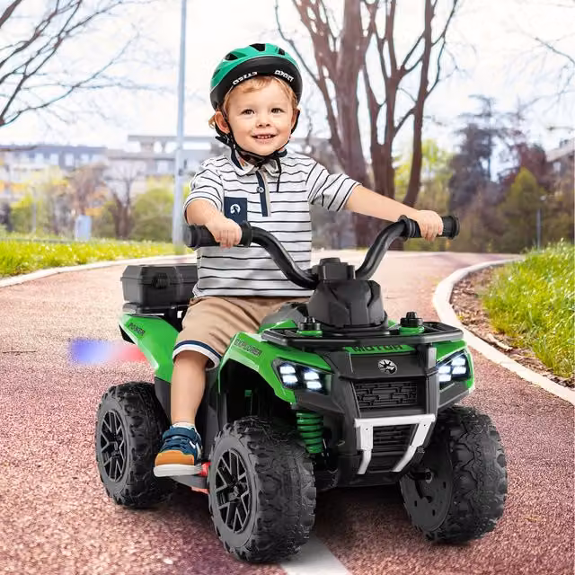 Costway Green Electric Ride-On Toy Car with Light, Sound and Spray Features