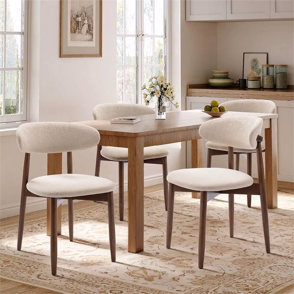 Nordara Set of 2 Beige Upholstered Oak Dining Chairs – 4