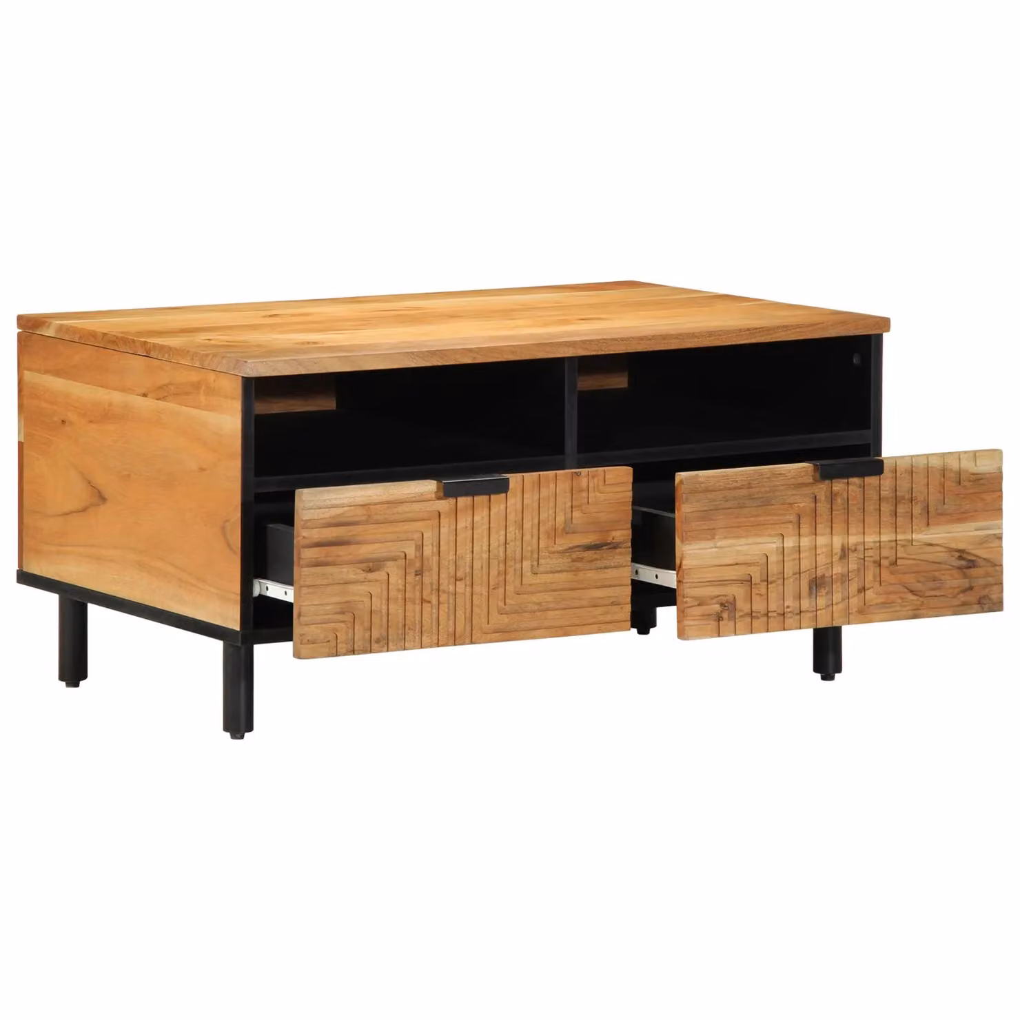 Berkfield Home Brown Acacia Solid Wood Coffee Table W: 80 cm, D: 54 cm, H: 40 cm – 2