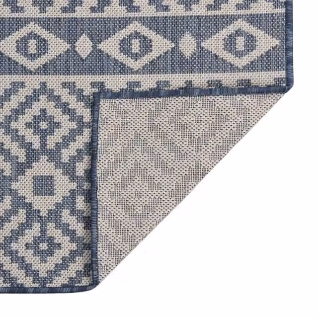 Berkfield Home Blue Striped Outdoor Flatweave Rug W/D: 80 x 250 cm