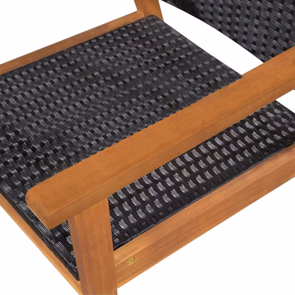 Berkfield Home 5 Piece Poly Rattan Outdoor Dining Set in Black and Brown with Acacia Wood – 3