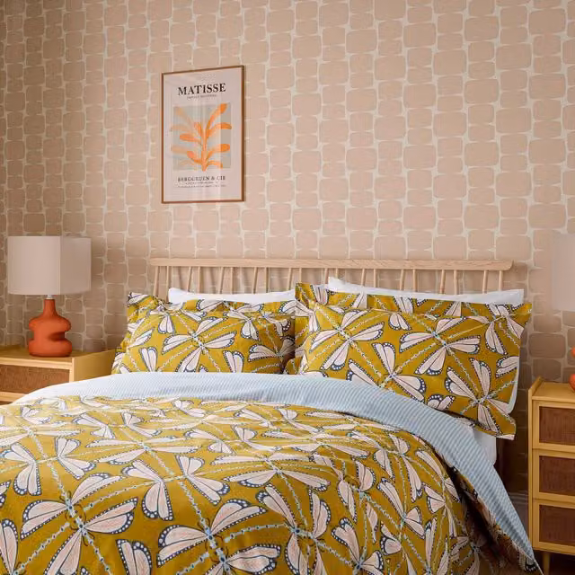 Scion Moon Flights Kingsize Cotton Duvet Cover and Pillowcase Set in Blue Striped Animal Print, W: 180 cm, L: 200 cm