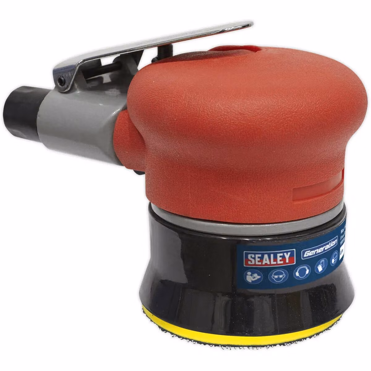 Loops 75mm AIR Orbital Palm Sander - Red/Multicolour - Pneumatic Variable Speed with 1/4" BSP Hook & Loop Backing Pad – 2