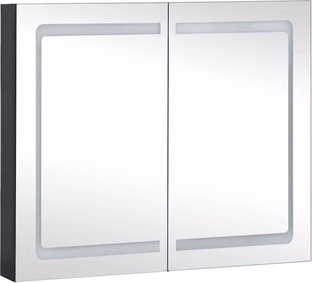 Berkfield Home LED Bathroom Mirror Cabinet in Black, W/D/H: 80 x 12.2 x 68 cm
