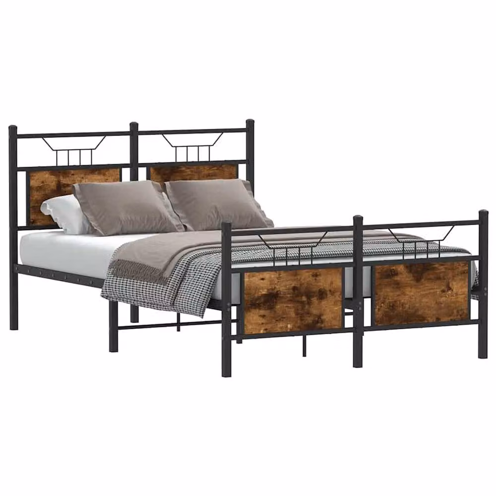 Berkfield Home Small Double Bed Frame in Smoked Oak and Brown Engineered Wood, W/D/H: 120 x 200 x 91.5 cm – 3