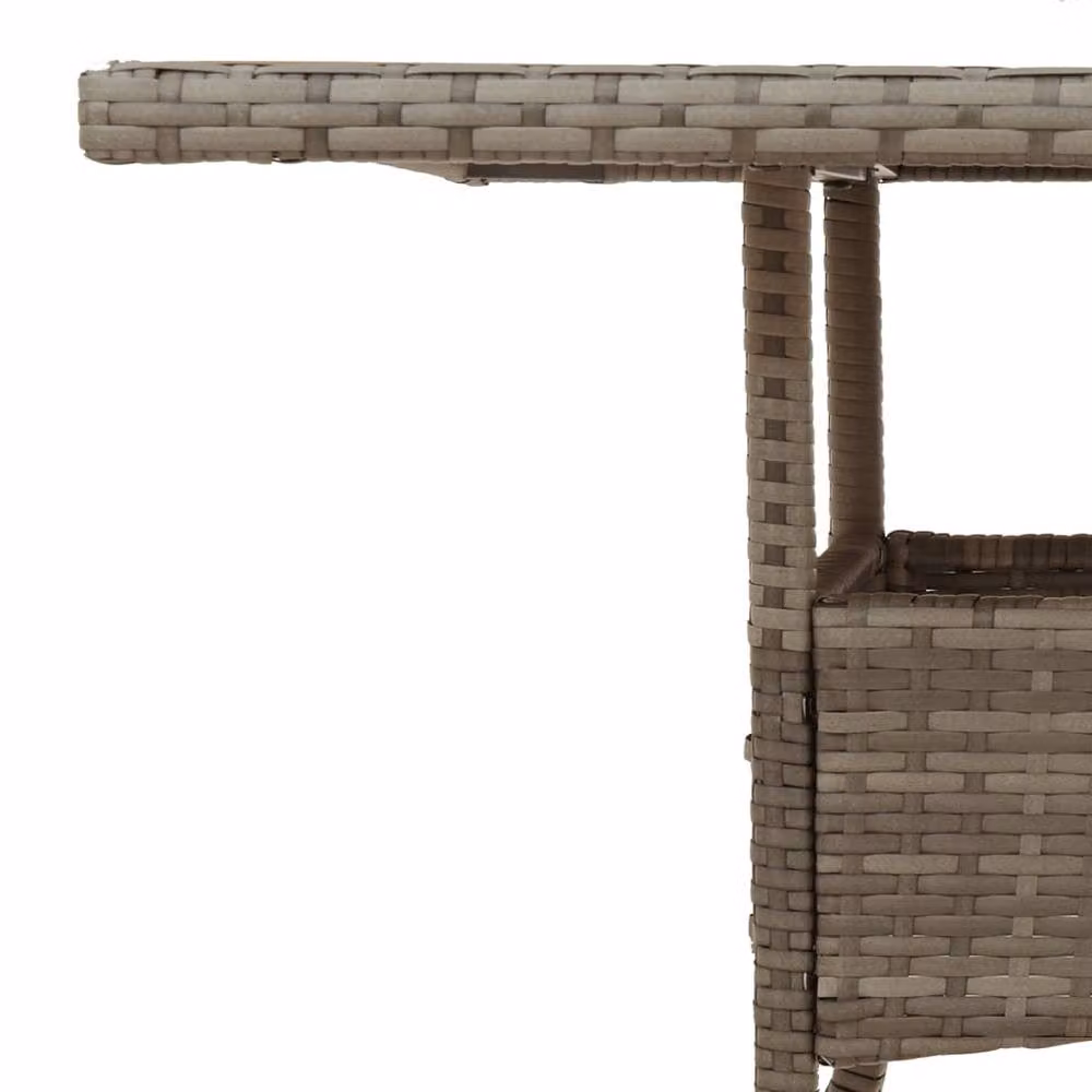 Berkfield Home Grey Poly Rattan Garden Table with Glass Top, W/D/H: 80 x 80 x 75 cm – 6