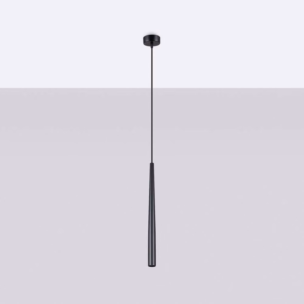 Sollux Lighting Modern Black Metal Cylinder Pendant Lamp, W/D/H: 8 x 8 x 118 cm – 2