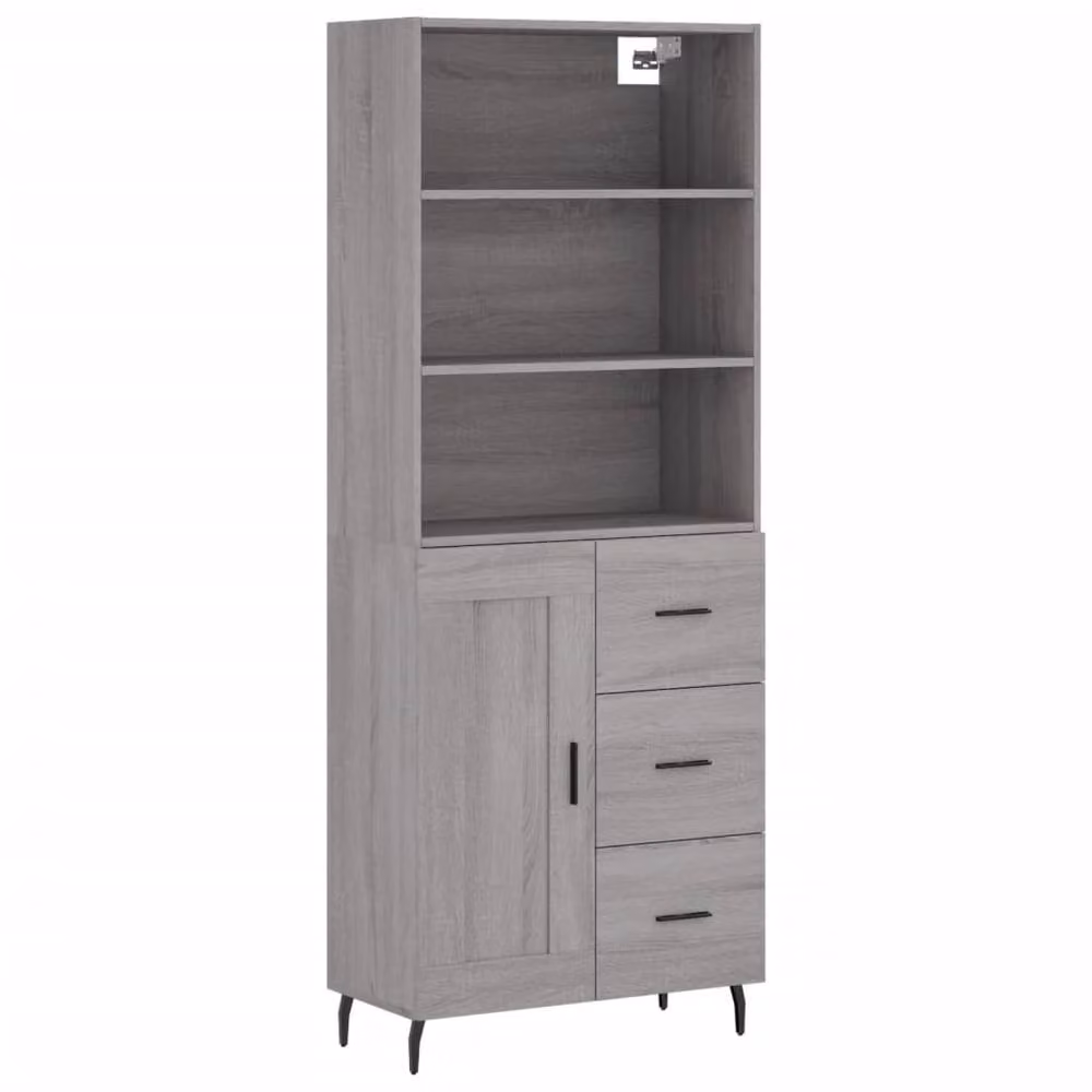 Berkfield Home Sonoma Highboard in Grey with Hinged Doors and Internal Shelves, W/D/H: 69.5 x 34 x 180 cm – 3
