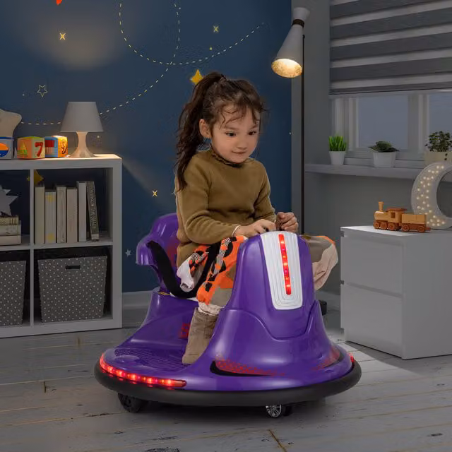 Costway Kids Electric Ride On Bumper Car with Light and Sound in Purple