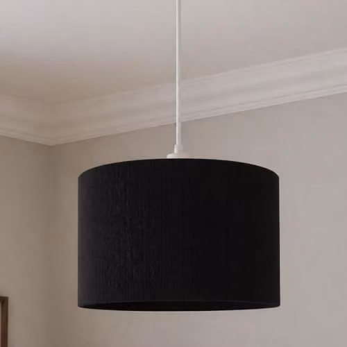 CGC Lighting Lola Black Corduroy Cylinder Lampshade, Diameter: 30 cm