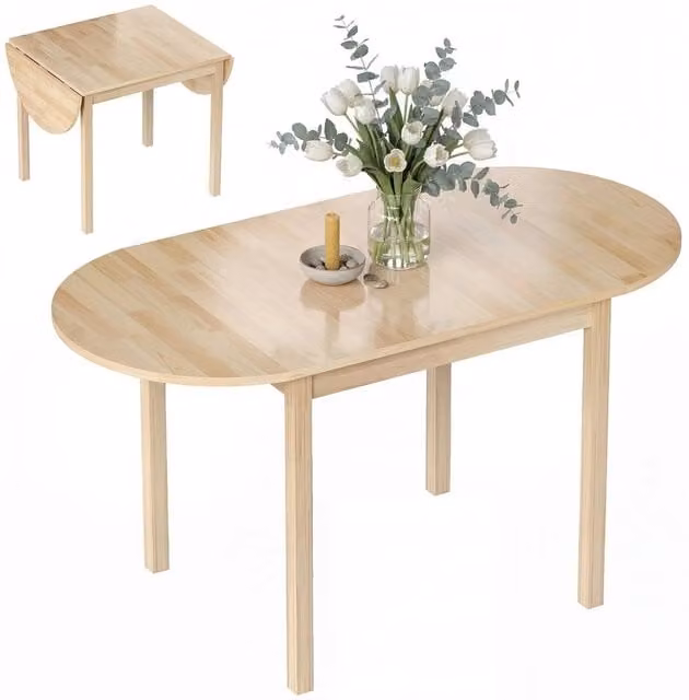 Nordara Natural Pine Solid Wood Foldable Dining Table in Brown, W/D/H: 120 x 70 x 75 cm – 1