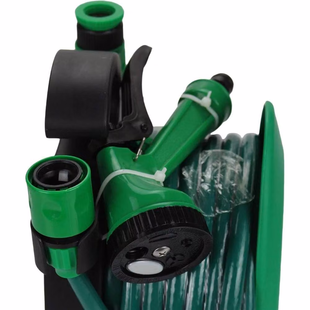 VOGREX 10m Mini Patio Hose Reel Set with Spray Pipe in Green – 2