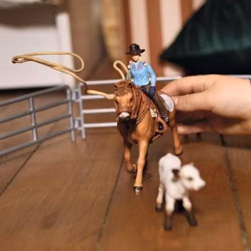 Schleich Farm World Cowgirl Team Roping Fun 9-Piece Multicolour Playset – 3