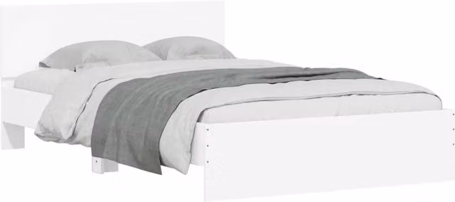 Berkfield Home Minimalist White Engineered Wood Bed Frame, W: 135 cm, D: 190 cm – 1