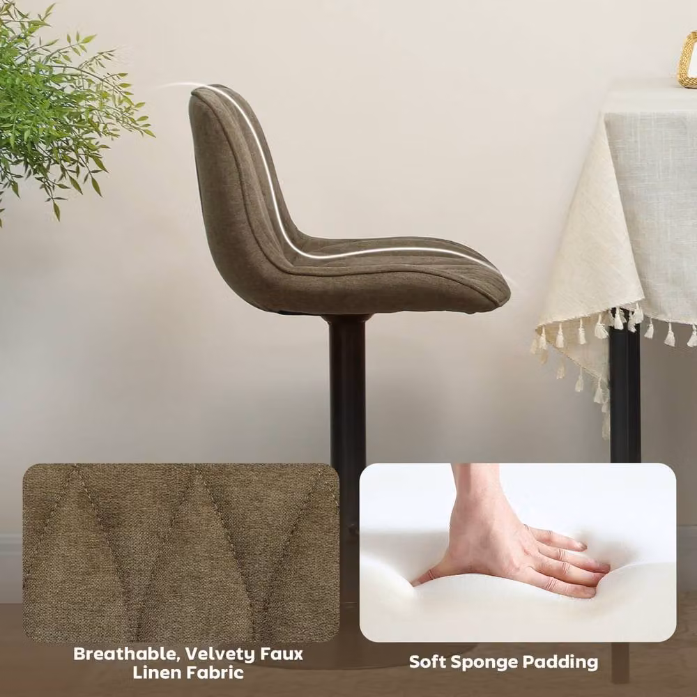 Wyld Haus Sehake Set of 2 Brown Linen Look Adjustable Swivel Bar Stools – 6