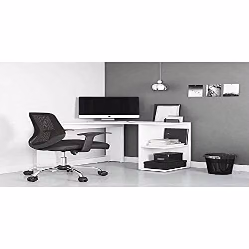 Alphason Chesil White Corner Desk with Dual Pedestals W/D/H: 189 x 88 x 75 cm