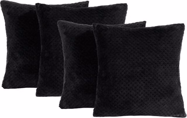 Brentfords Set of 4 Black Waffle Fleece Square Cushion Covers