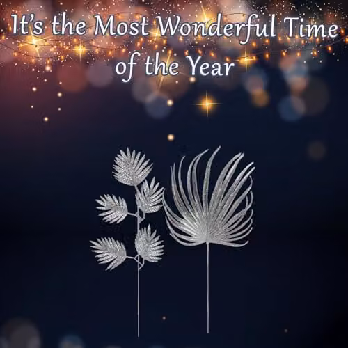 VFM e-Store Glitter Spruce Leaf Pick Christmas Decoration, Silver, 51.5 cm – 3