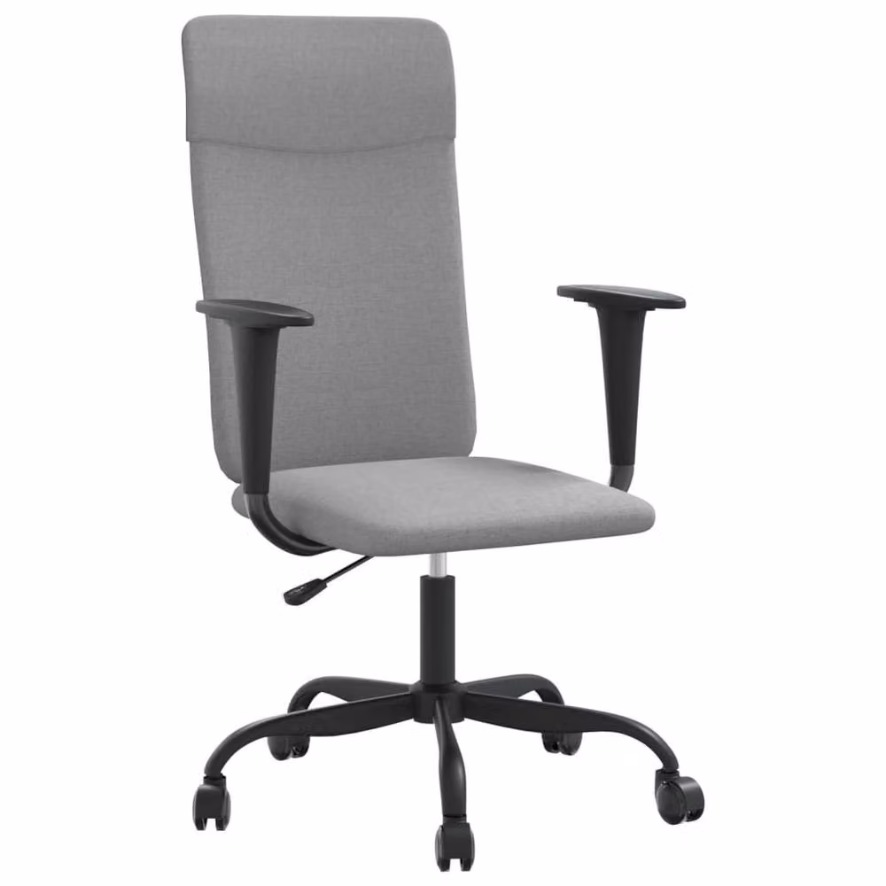 Berkfield Modern Grey Fabric Upholstered Task Chair with Armrests and 360 Degree Swivel – 2