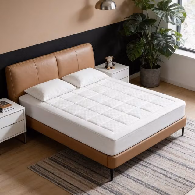 Livingandhome Breathable White Mattress Protector Cover, W: 150 cm, L: 200 cm