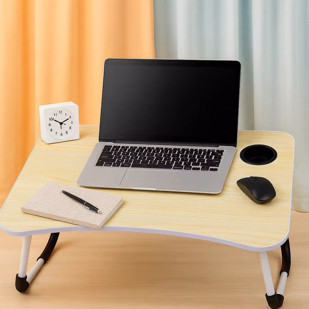Ventryn Foldable Laptop Table and Portable Lap Desk in Brown and Beige, W/D/H: 60.0 x 40.0 x 26.0 cm – 3