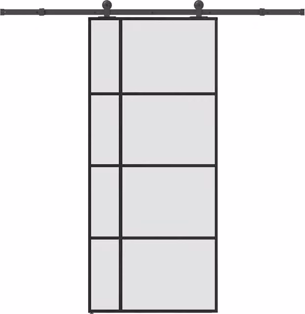 Berkfield Home Modern Sliding Door with Hardware Set, Black ESG Glass and Aluminium, W: 90 cm, H: 205 cm – 1