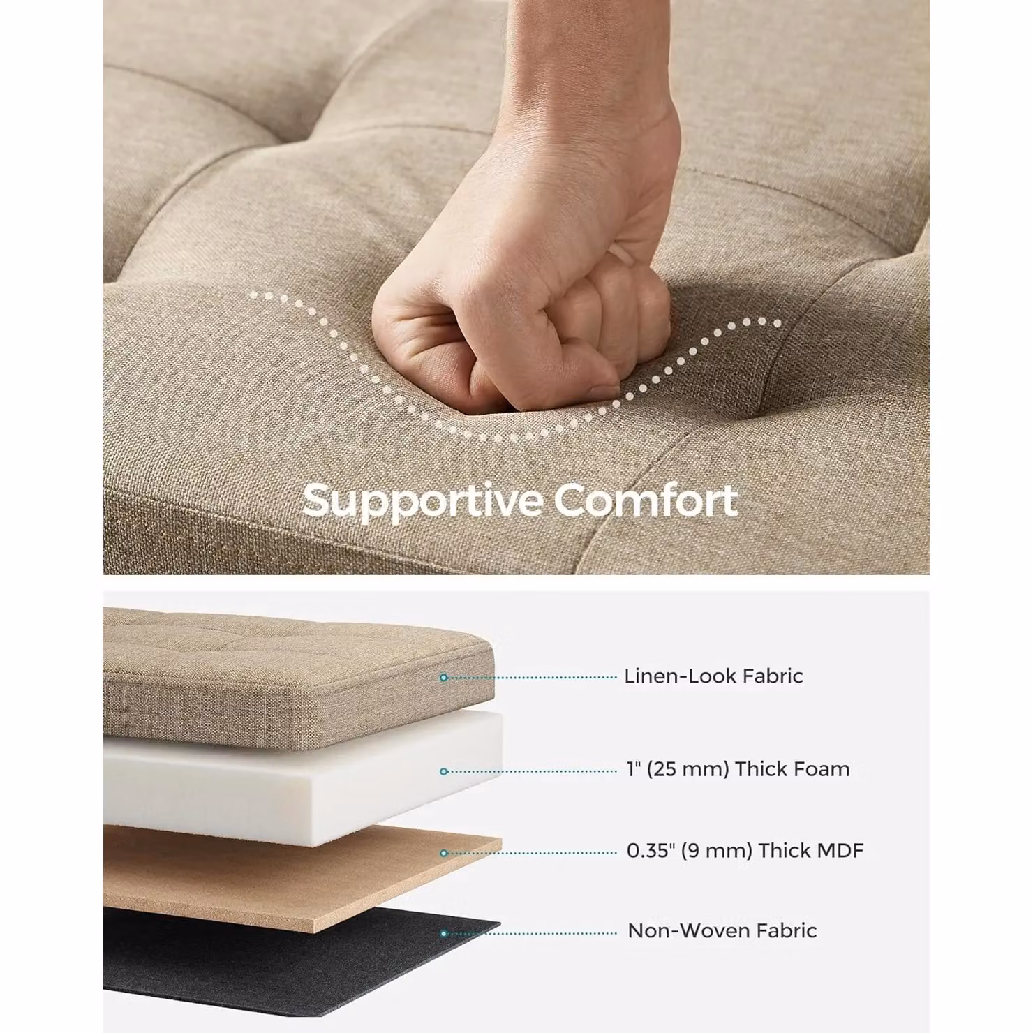 SONGMICS Large Storage Ottoman Bench in Camel – 3