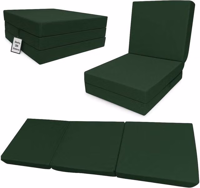 House of Home Single Size Folding Chair Bed and Guest Sofa in Green
