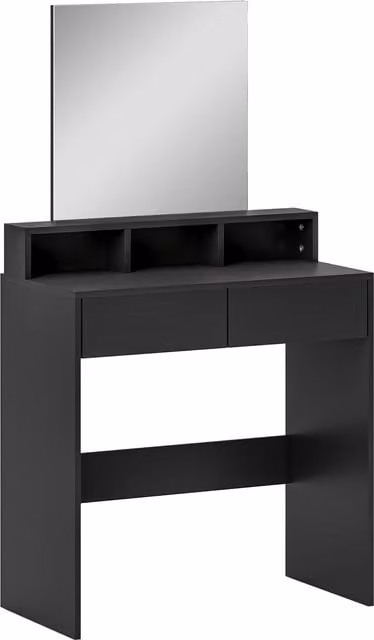 HOMCOM Multi-Storage Dressing Table with Mirror in Black – 1