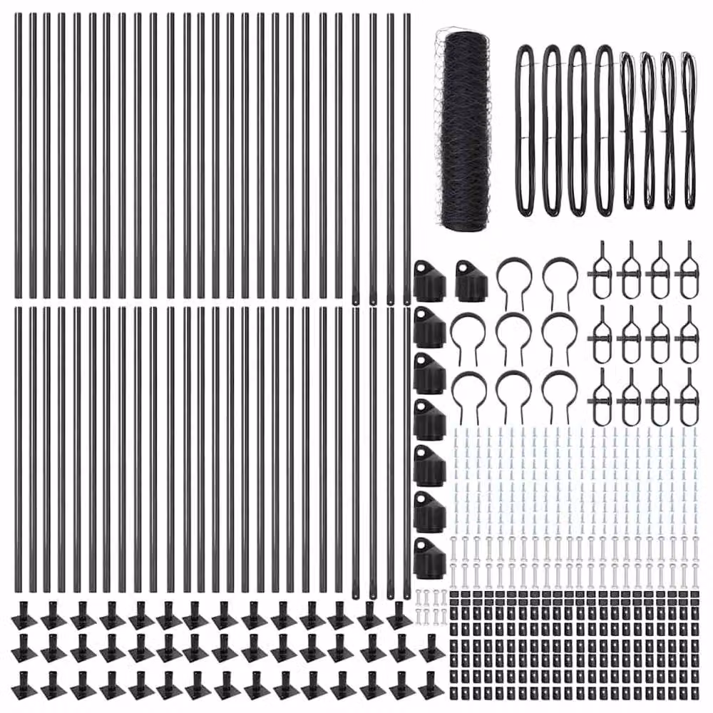 Berkfield Home Grey Powder-Coated Steel Hexagon Fence, 1 x 100 m – 4