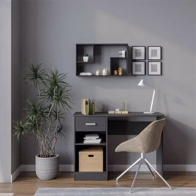 SPETLEK Rectangular Wooden Floating Wall Shelf Display Storage Unit in Black, W: 61.0 cm, H: 38.0 cm, D: 16.5 cm – 1
