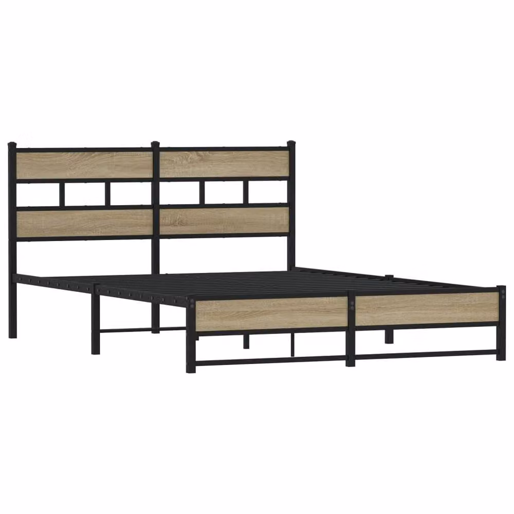 Berkfield Home Metal Bed Frame in Sonoma Oak Brown, W/D/H: 150 x 200 cm King Size – 3