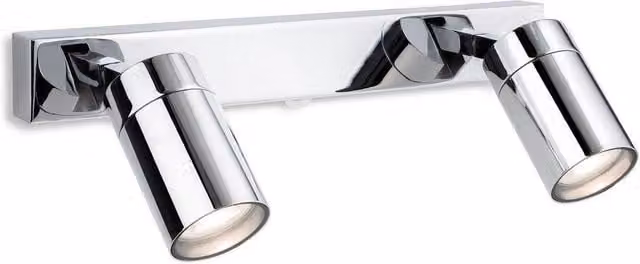 Netlighting Pinnacle 2 Light Adjustable Spotlight Bar in Polished Chrome and Grey, IP44 Wall Mounted