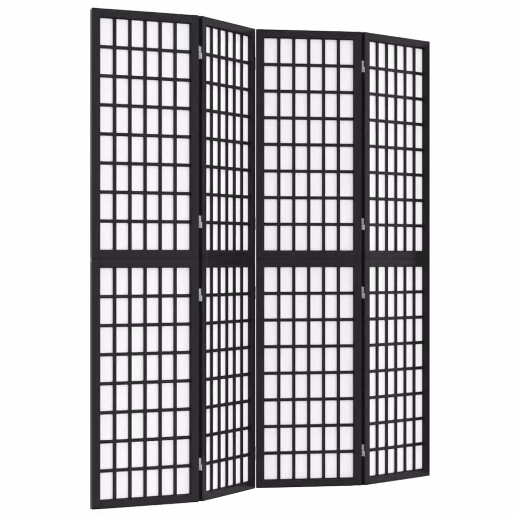 Berkfield Home Japanese Style 4-Panel Folding Room Divider, Black, W: 160 cm, H: 170 cm – 2