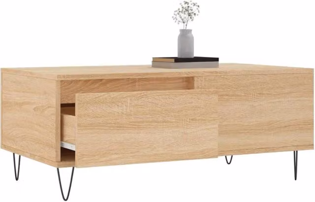Berkfield Home Modern Rectangular Coffee Table in Sonoma Oak, W/D/H: 90 x 50 x 36.5 cm