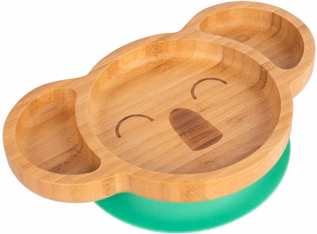 Tiny Dining Children's Bamboo Koala Divided Suction Dinner Plate - Green