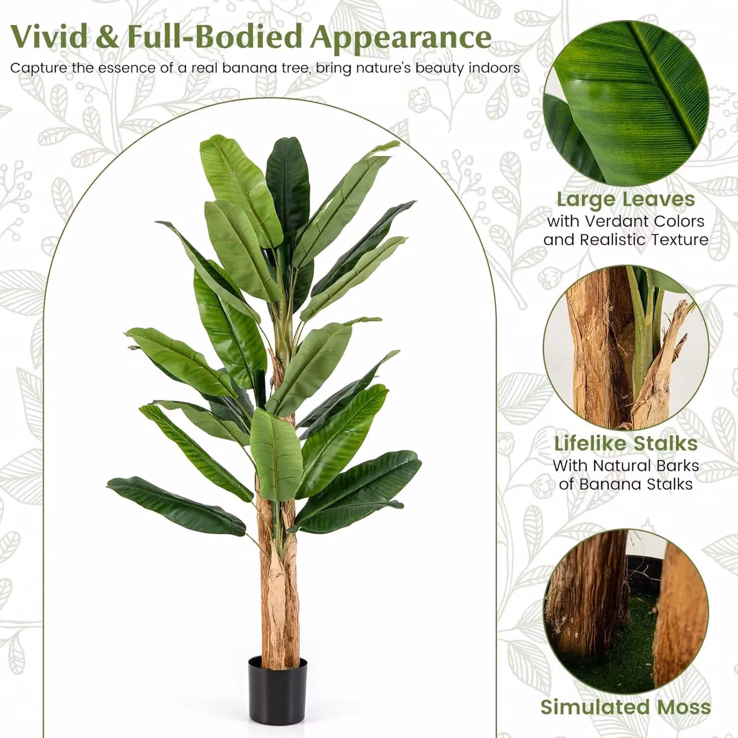 Gymax 195cm Tall Artificial Banana Tree Potted Plant in Green – 2