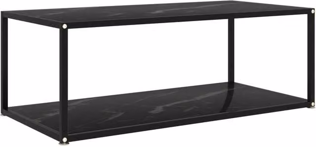 Berkfield Home Modern Black Rectangular Coffee Table with Tempered Glass, W/D/H: 100 x 50 x 35 cm – 1
