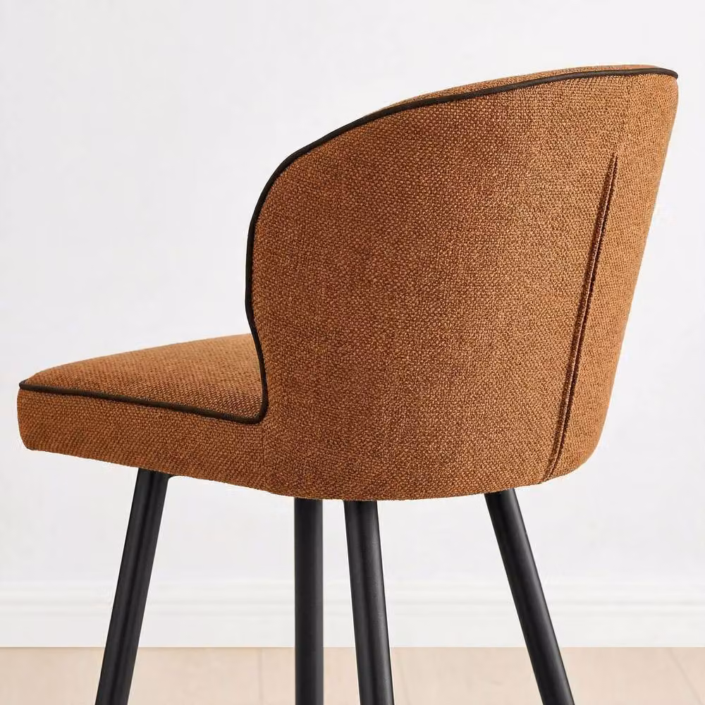 FurnitureboxUK Set of 2 Catriona Bar Chairs in Terracotta Orange Fabric – 2
