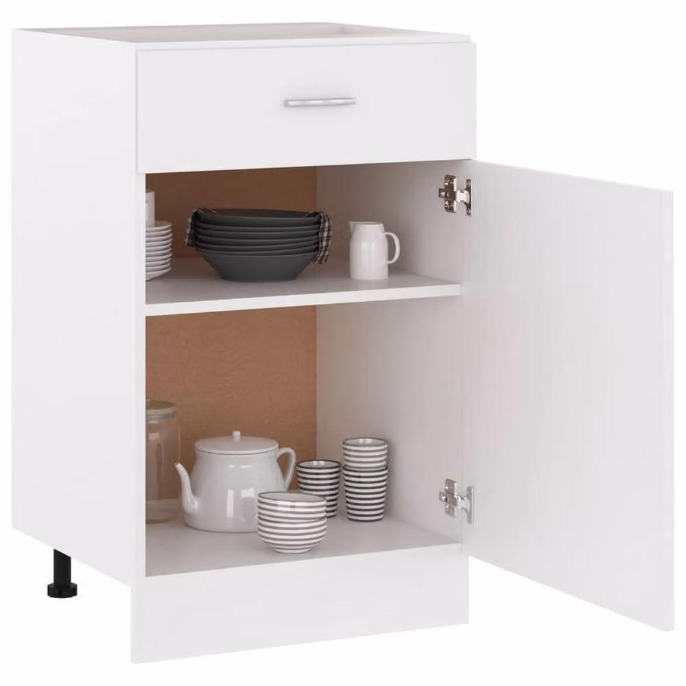 Berkfield Home White Drawer Bottom Cabinet in MDF, W: 50 cm, D: 46 cm, H: 81.5 cm – 2