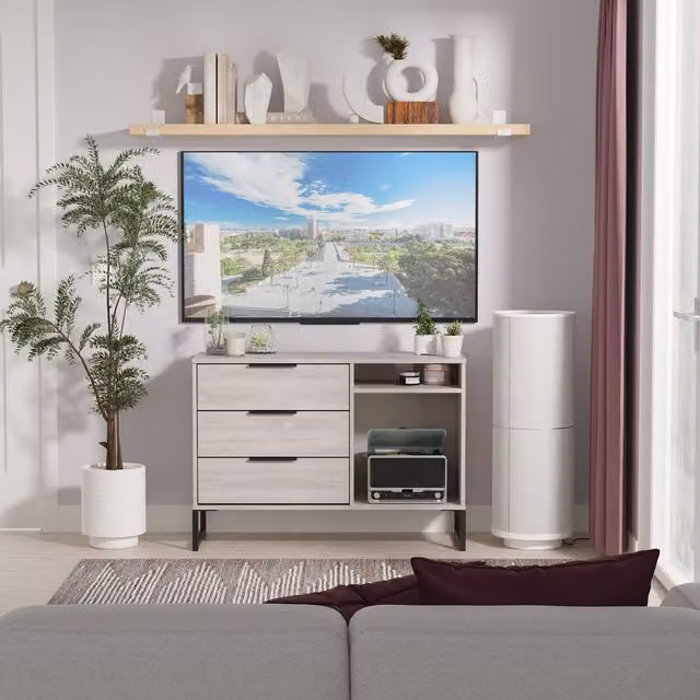 Ready Assembled 2 U Fuji 3 Drawer TV Unit in Light Grey