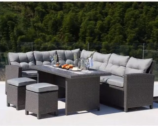 Better Garden 8 Seater Modern Rattan Outdoor Corner Set in Dark Grey