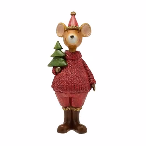 Widdop and Co Christmas Mouse Tabletop Figurine in Red and White, H: 11.0 cm, W: 47.0 cm, D: 22.0 cm