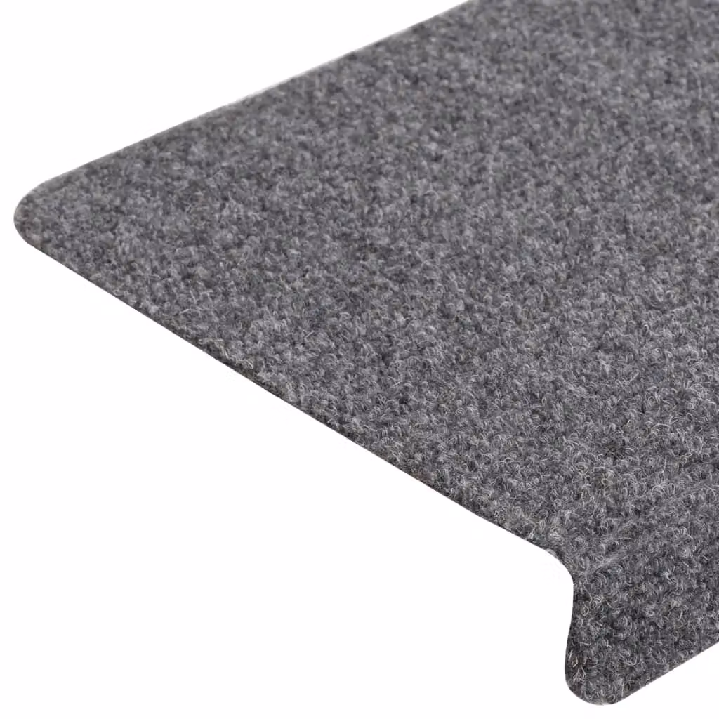 Berkfield Home Non-Slip Needle Punch Stair Mats, 5 Pack, Light Grey, W: 65 cm, D: 21 cm, H: 4 cm – 3